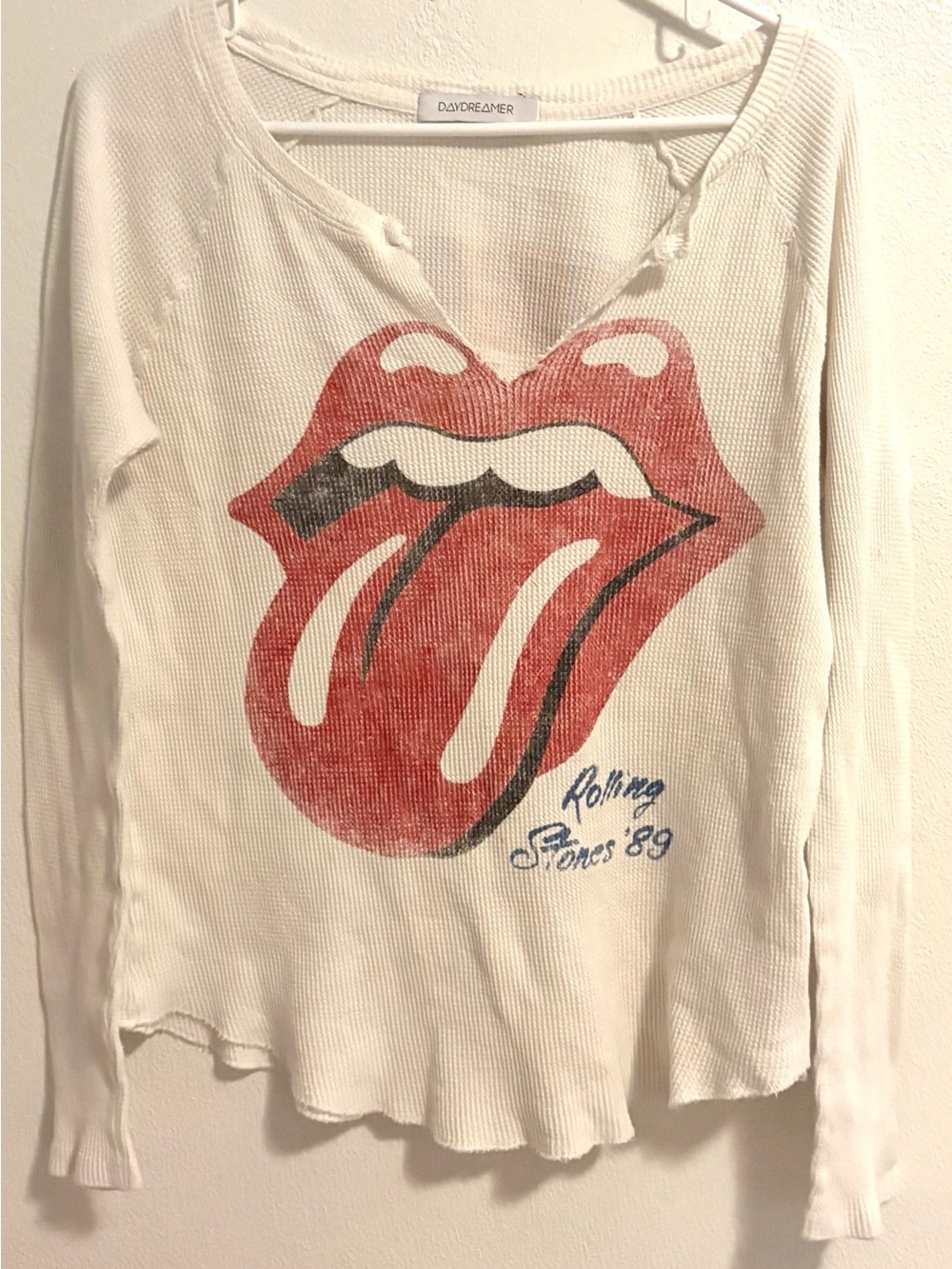 Daydreamer Rolling Stones 1989 Tour Waffle Thermal Long Sleeve Top flawed